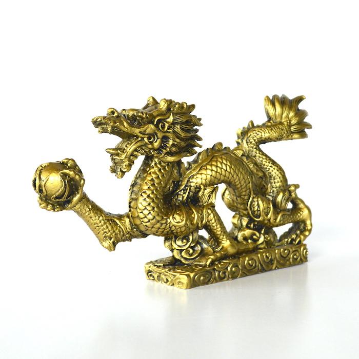 火龍 龍 ゴールド 金 ブロンズ風 ドラゴン 置物 財運 金運アップ 開運