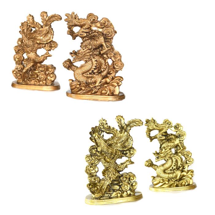 金鍍金鳳凰龍図 龍と鳳凰(金） | 晃世