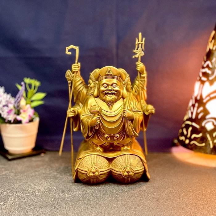 三面大黒 大黒天 七福神 銅 金 ゴールド 秀吉の出世守り本尊 三面大黒 大黒天 七福神 銅 金 ゴールド 秀吉の出世守り本尊