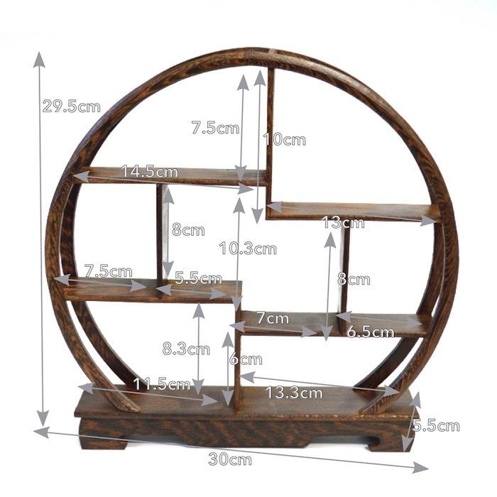珍品棚 飾り棚 小棚 鶏翅木 丸型 木製 シェルフ 収納ラック 茶器 花器