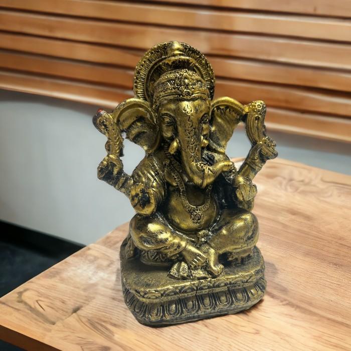 開運】黒檀調 ガネーシャ像 高級工芸品 縁起物 商売繁盛