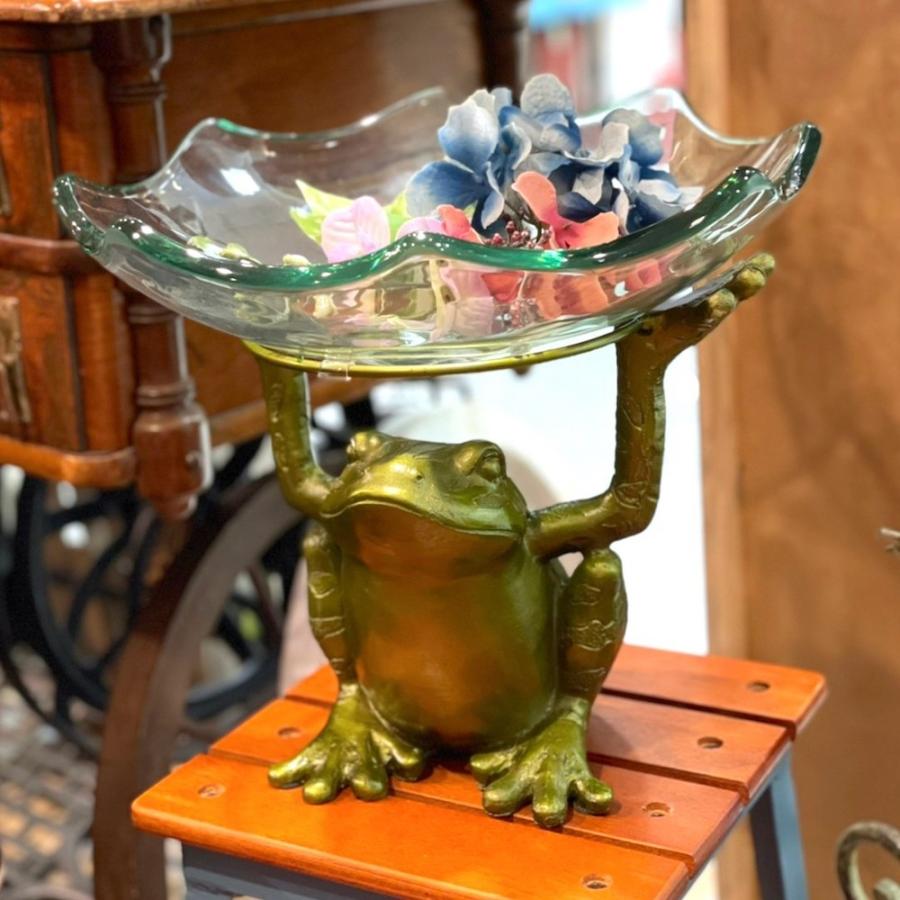 ウォーターベース蛙 yf29725 水盤 かえる 花 フラワーボウル 花瓶 