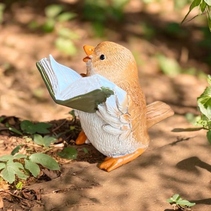 ミニチュアアニマル ことりの読書 小鳥 小さな動物の世界 置物