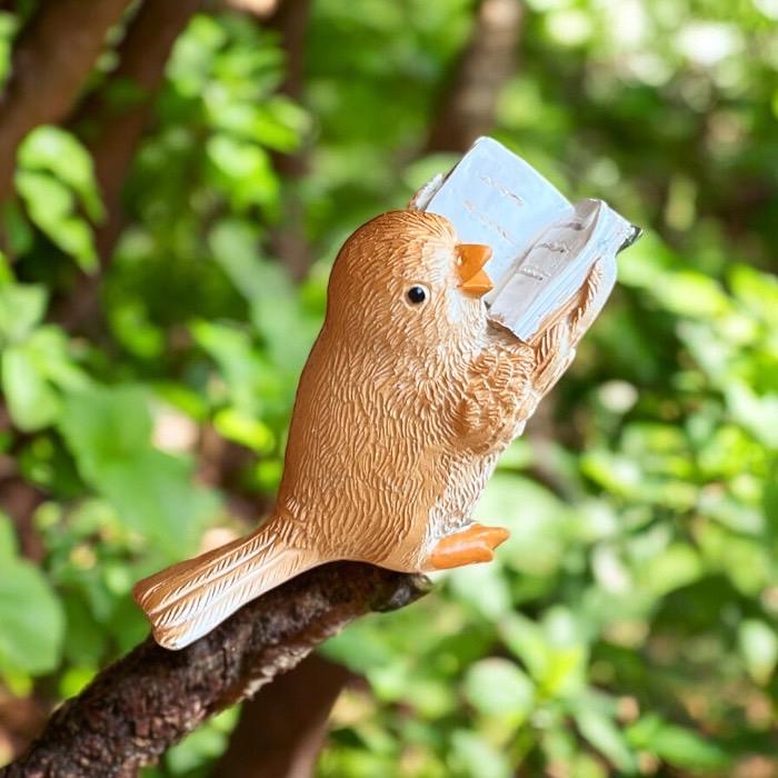 ミニチュアアニマル ことりの読書 小鳥 小さな動物の世界 置物