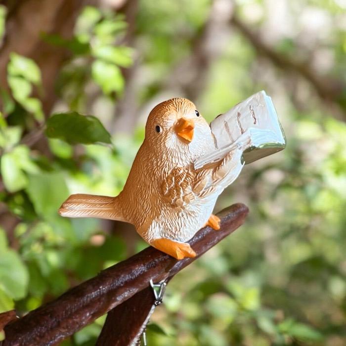 ミニチュアアニマル ことりの読書 小鳥 小さな動物の世界 置物
