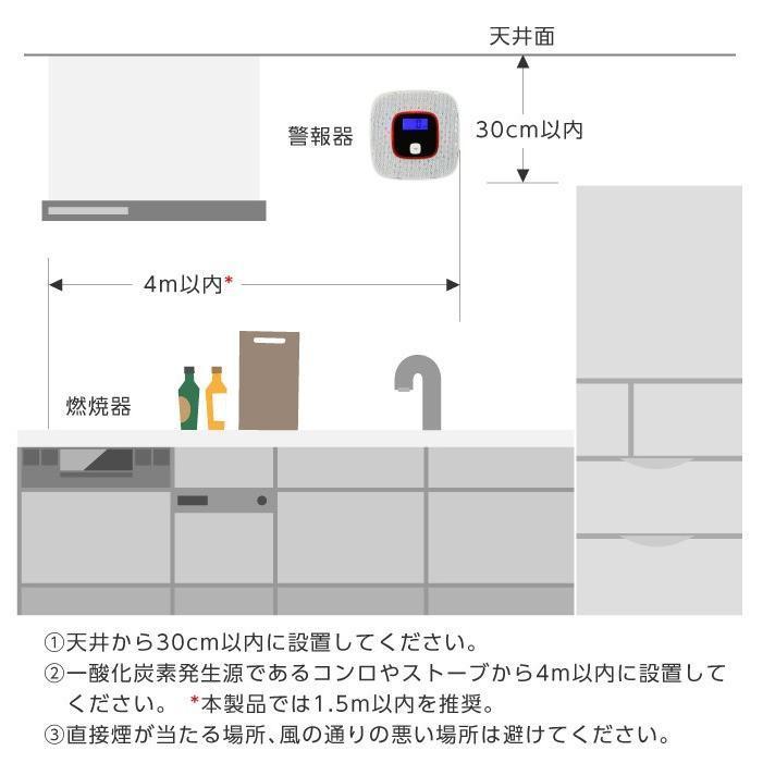 一酸化炭素 警報機 壁掛け式 乾電池式 電池式 COアラーム 大音量85デシベル 一酸化炭素チェッカー｜sanwashoten｜05