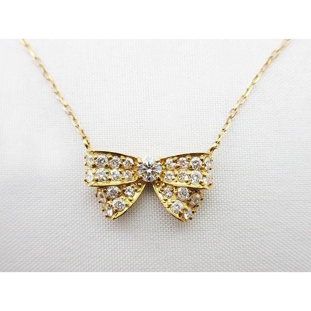 K18イエローゴールド リボン ネックレス ★ PNKN0103