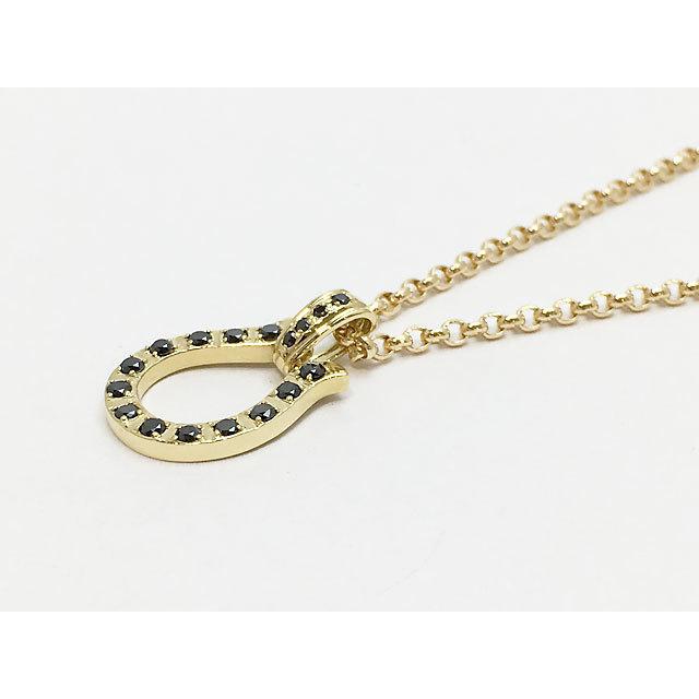 K18 馬蹄 ペンダントトップ ブラックダイヤ0.3ct 27103【新品