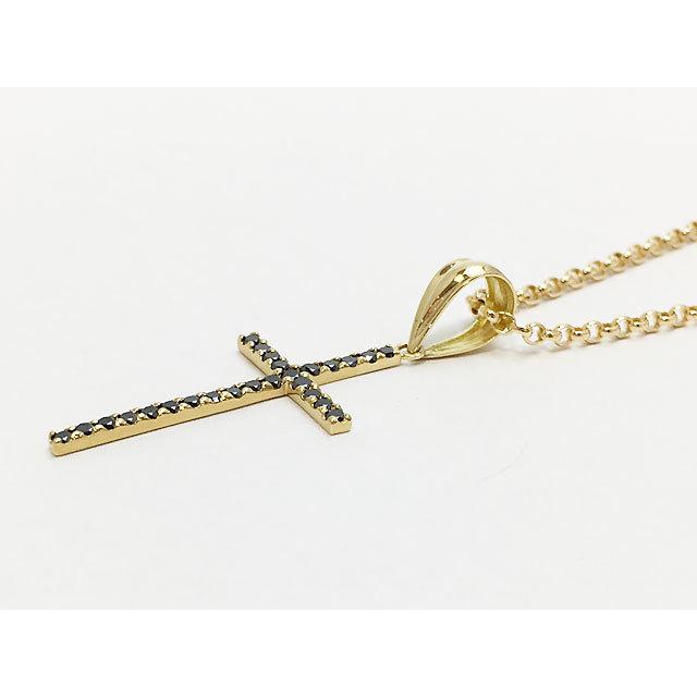 K18クロスペンダントトップ ブラックダイヤ0.5ct 25377 【新品 