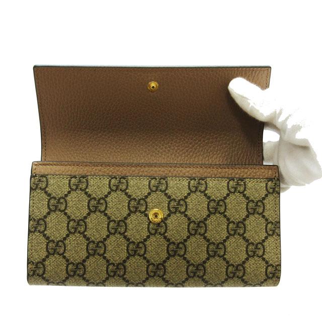 グッチ(GUCCI) レディース 長財布 DOLLAR CALF GG SUPREME マーモント 