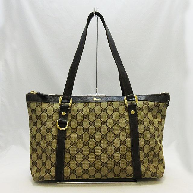 グッチ】GUCCI ハンドバッグ トート GGキャンバス ベージュ ブラウン 