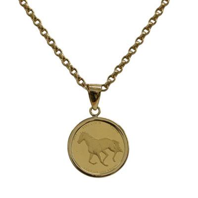 ホース 馬蹄 コイン K24 純金 パンプ社 K18枠付き 1/25オンス