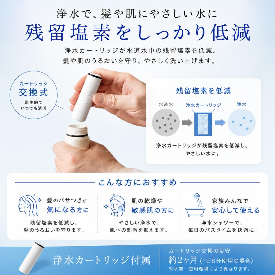 タカギ（takagi） キレイストシャワー JS460PWH 浄水シャワーヘッド