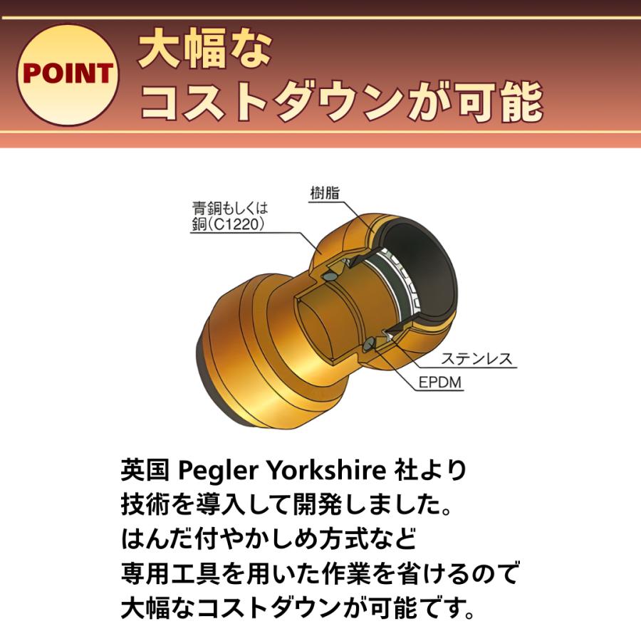 TFテクタッチ エルボ 3/4 22.22 銅管 ロウ付け不要 ワンタッチ 継手
