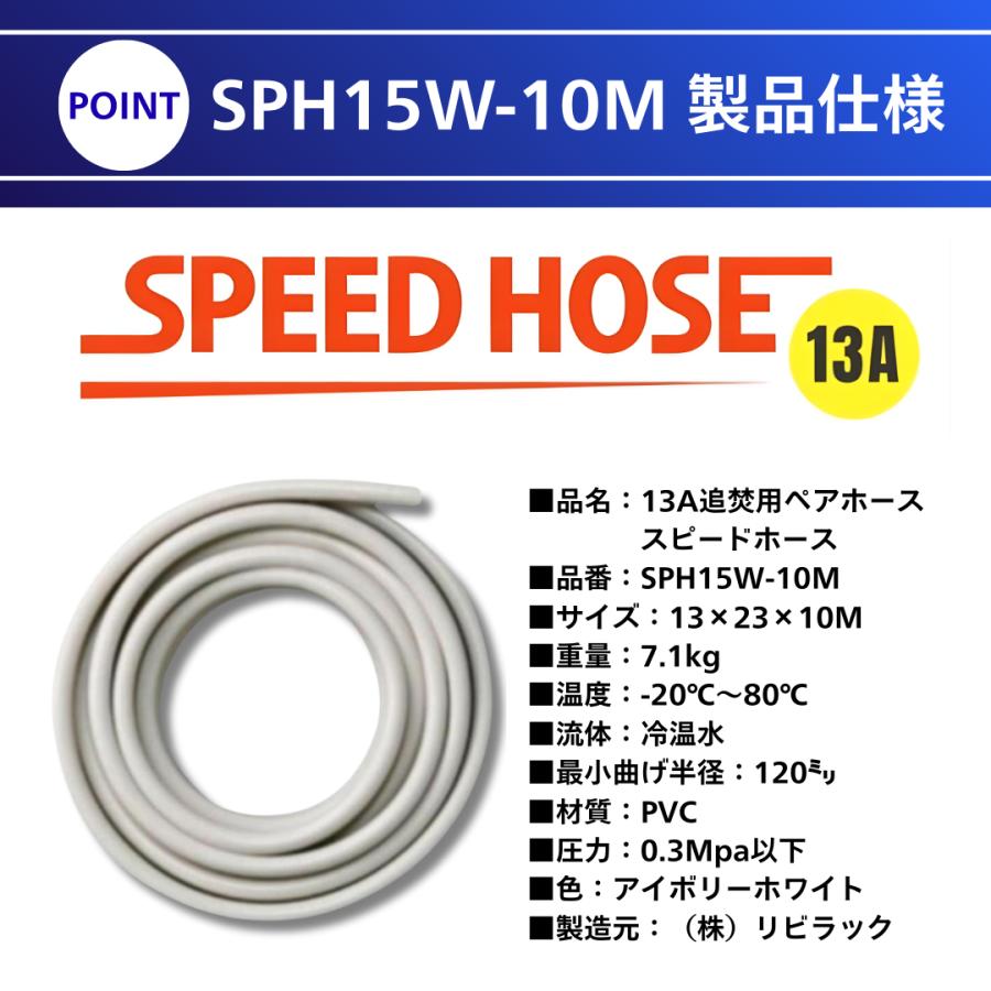 追い焚き ペアホース スピードホース 15A×10M リビラック SPH15W-10