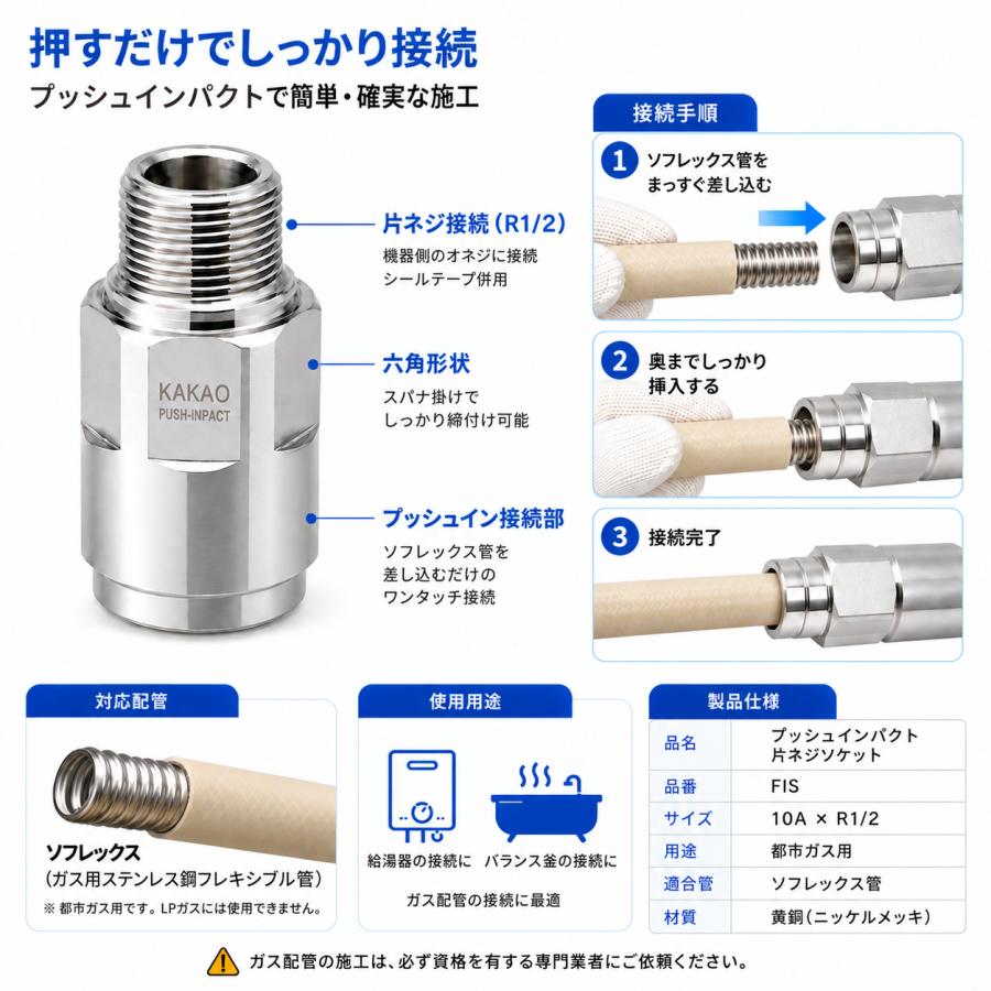 在庫限り 桑名金属工業 FIS 10A×R1/2 プッシュインパクト 片ねじ