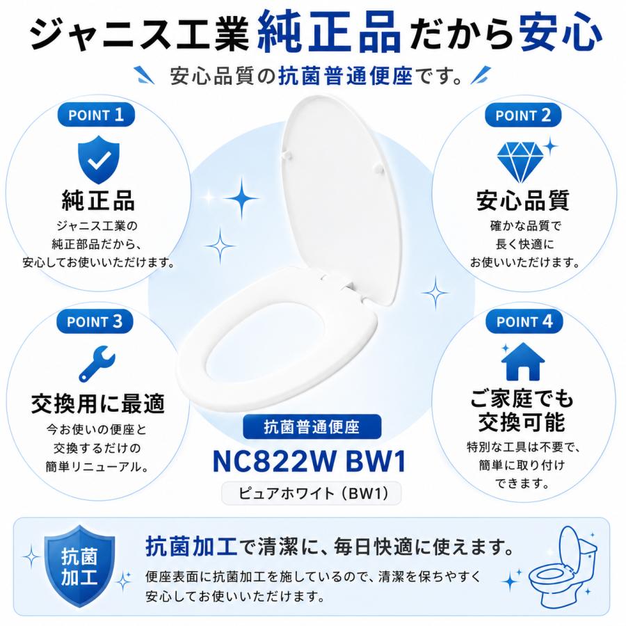 ジャニス 普通便座 NC822W BW1 ピュアホワイト 大型便器用