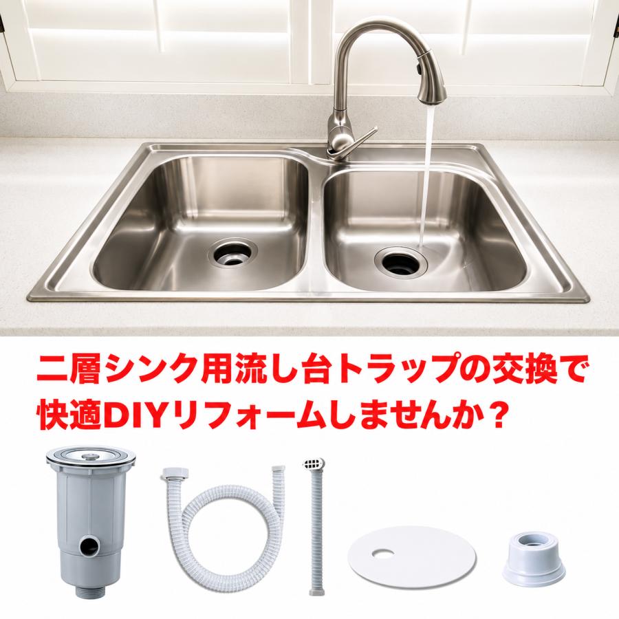 カクダイ（KAKUDAI） 流し台トラップ 排水トラップ 4520W SANEI H650 