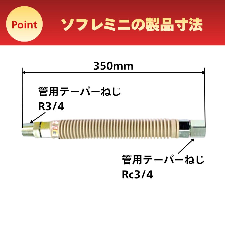 ソフレミニ FHO 3/4-350 都市ガス 金属 可とう管 ひょうたん印 日立 