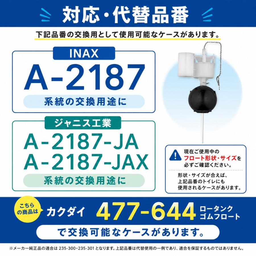 カクダイ（KAKUDAI） 477-644 ロータンクゴムフロート INAX A-2187