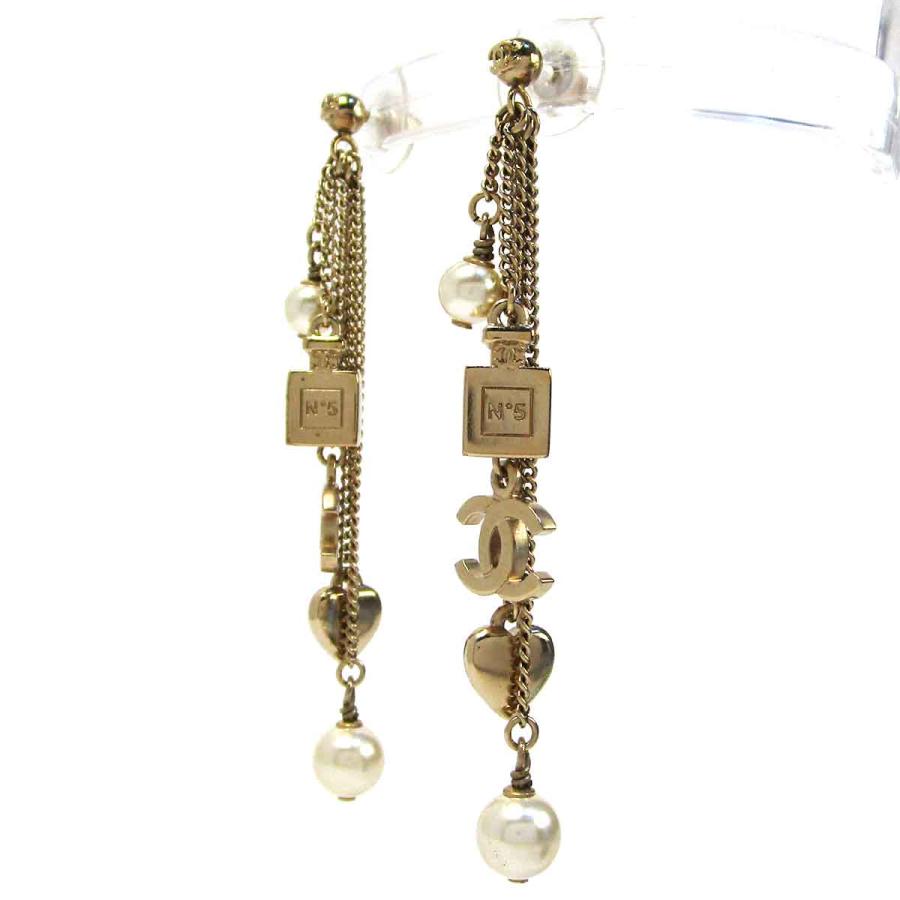 シャネル アクセサリー B18B No.5 フェイクパールピアス ブロンズ系