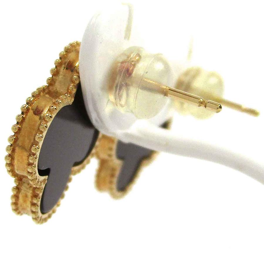 ノーブランド ピアス オニキス クローバー K18 中古 グレード