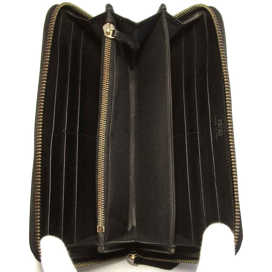 フェンディ 長財布 7M0210 モンスター ラウンドファスナー財布 黒 中古