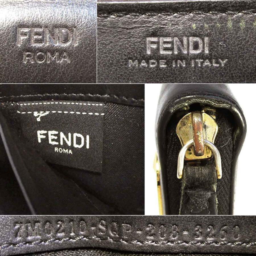 美品 FENDI モンスター フェンディ 長財布 ラウンドジップ ブラック 黒 フェンディ 長財布 7M0210 モンスター ラウンドファスナー財布 黒 中古