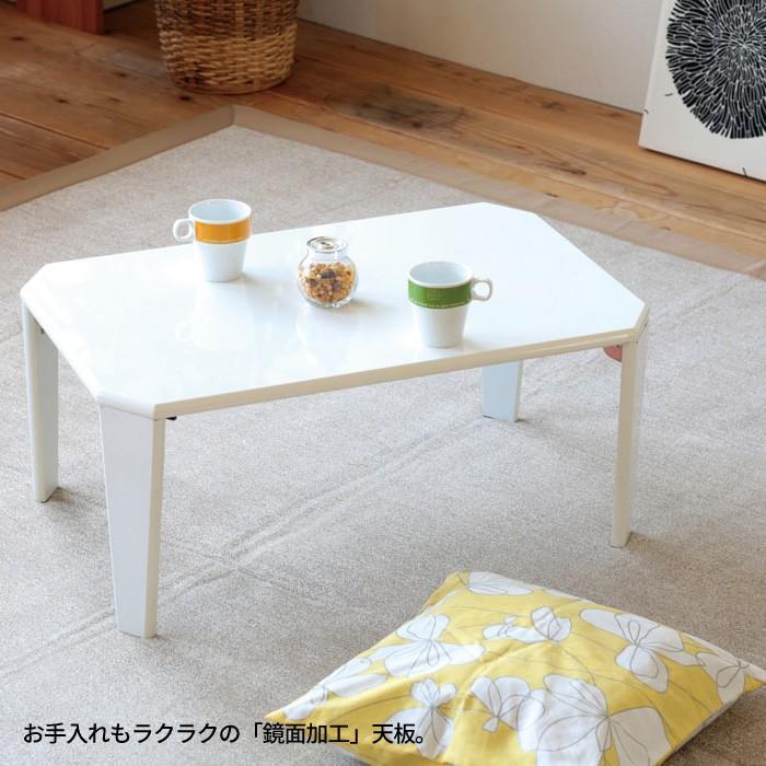 折りたたみテーブル 90幅 テーブル 鏡面 折り畳み 折れ脚 折りたたみ