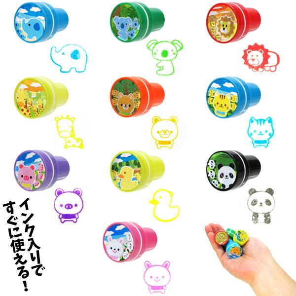 どうぶつの仲間たち 丸型スタンプ2 60個セット sy3902 夏祭り