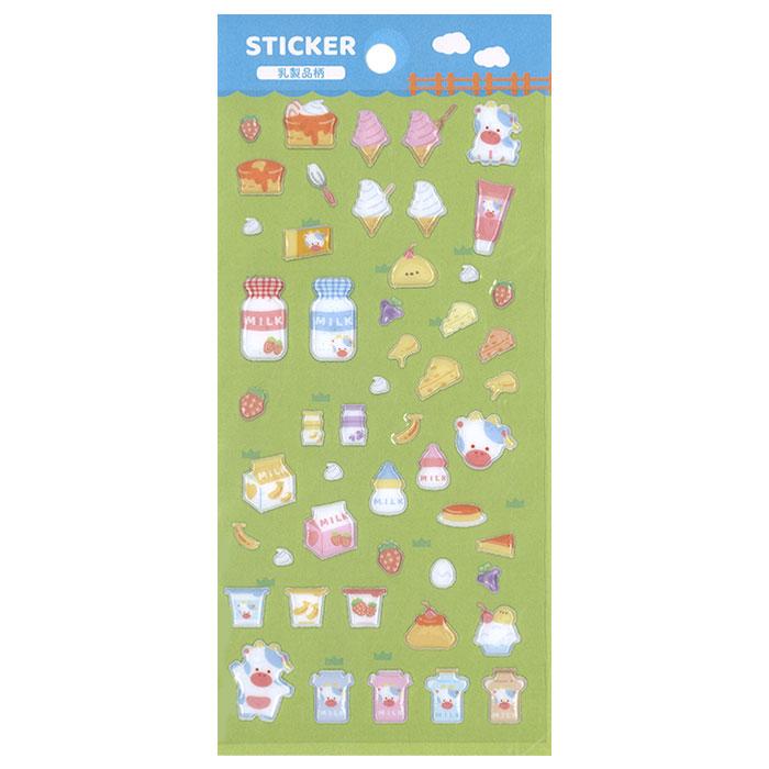 協和紙工 ステッカー ぷくぷく 乳製品柄 ゆうパケット可 夏祭り