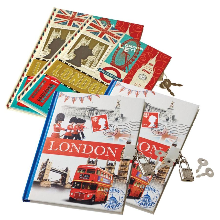 イギリスお土産 ロンドン 100％品質 【使い勝手の良い】 ロック付きノートブック 201187 4冊セット
