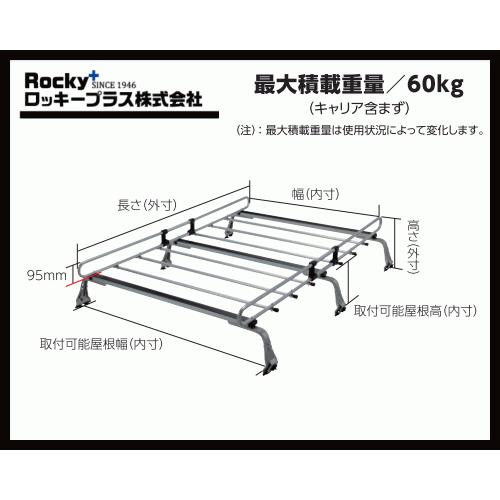 ロッキープラス ルーフキャリア ZM-301M エブリィバン DA64V系（ハイルーフ車）6本脚 高耐食溶融めっき製！｜sanyodream｜02