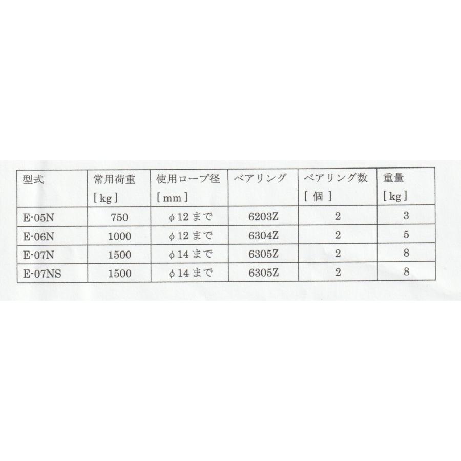 滑車 E-07N スーパー繊維ロープ・林業集材用繊維ロープ専用 南星