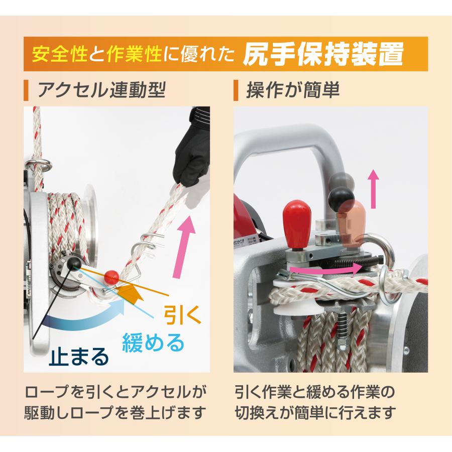 エンジンウインチセット 専用ロープ10mm径150m付 育良精機 EW-S500