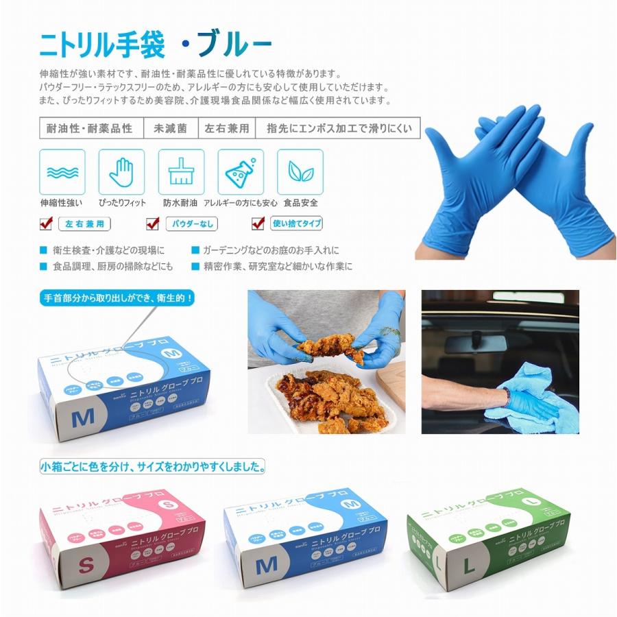 SANYU【300枚まとめ買い】100%ニトリル手袋 ニトリルグローブ ブルー SANYU【300枚まとめ買い】100%ニトリル手袋 ニトリルグローブ ブルー