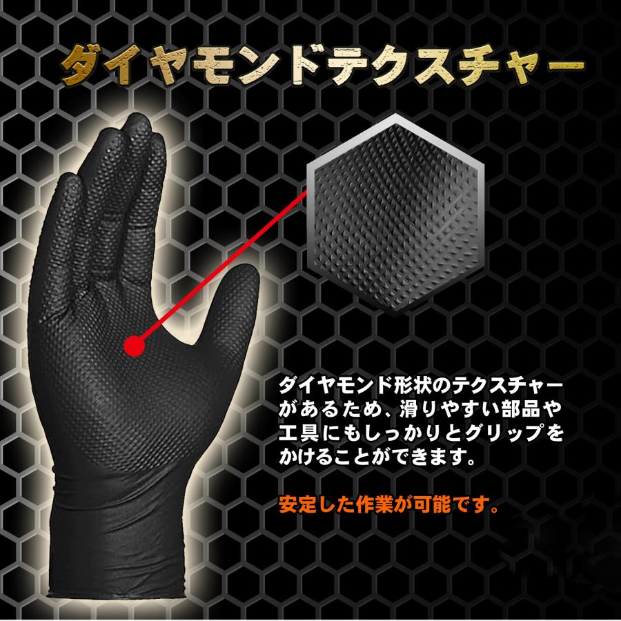 ニトリル手袋 黒 オレンジ ゴム手袋 50〜100枚 極厚 強グリップ力 強