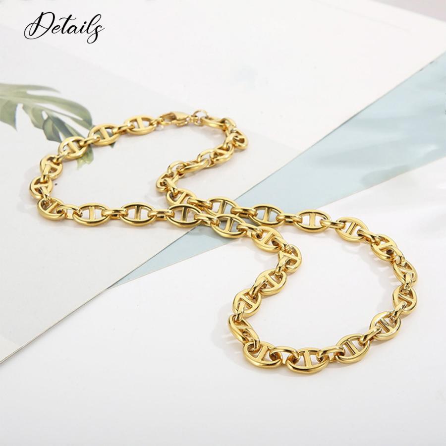 ネックレス アンカーチェーン チェーンネックレス 日型 太め