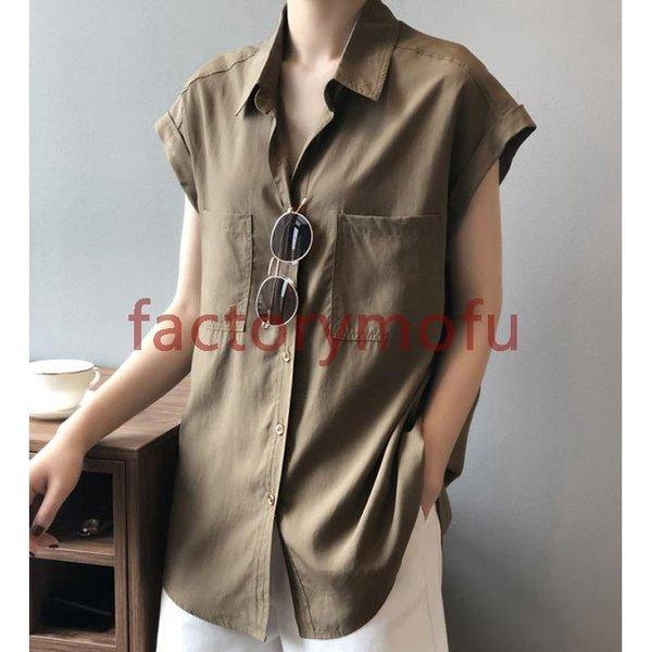春先取りの シャツ 春服 夏物 ブラウス 襟付き レディース 無地 白シャツ 半袖 シャツブラウス 着痩せ ゆったり シンプル トップス オフィス おしゃれ 半袖 色 オリーブ色 Www Cognitiva La