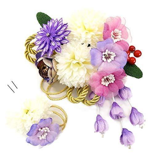 値引きする 髪飾り 2点セット Wk 077 パープル 紫 ホワイト 白 ピンク 花 かんざし つまみ細工 コーム型 振袖 成人式 卒業式 結婚式 七五 驚きの安さ Speedtest Miespacionetchile Cl