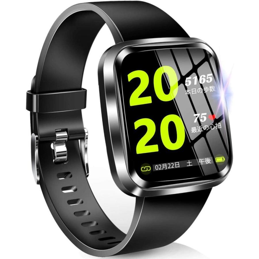 【2020最新デザイン 1.3インチHD画面】 スマートウォッチ 活動量計 フルタッチスクリーン 歩数計 万歩計 smart watch IP67防 活動量計