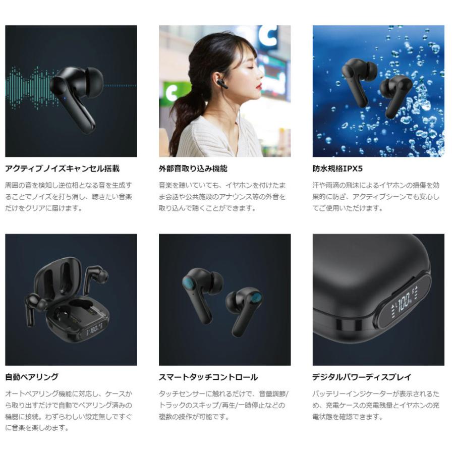 磁気研究所 ブルートゥース イヤホン 完全ワイヤレス アクティブノイズ