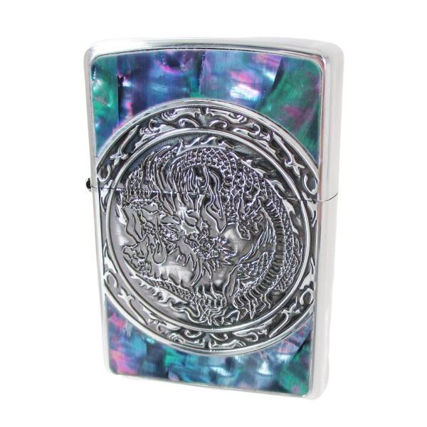 ZIPPO - ジッポー #2SV-DRSF 螺鈿（貝貼り）Dragon Shellfish 火竜貝殼 銀メッキイブシ仕上 油絵の具ともし火\u0026差し上げ物ボックス席仕掛ける/貨物輸送無料 オイルライター-楽器、手芸、コレクション