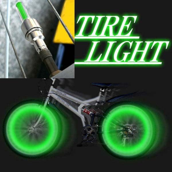 k 自転車バイク LED バルブライト 振動センサー タイヤライト　グリーン x2本set/送料無料メール便 ポイント消化｜saponintaiga