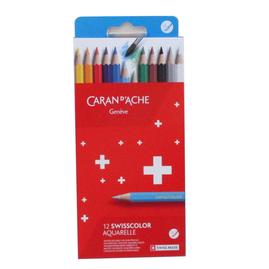 【希少】カランダッシュ　水彩色鉛筆　CARAN D’ACHE 120本 CARAN d'ACHE（カランダッシュ） 色鉛筆 水性 スイスカラー 12色 紙箱
