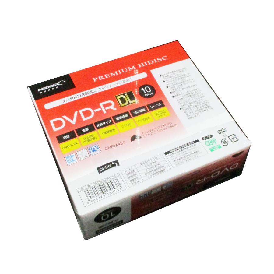 DVD-R DL 録画用 片面2層 8.5GB 10枚 8倍速 CPRM対応 10枚 スリムケース入り HIDISC HDDR21JCP10SC/0537ｘ２個セット/卸/送料無料｜saponintaiga｜04