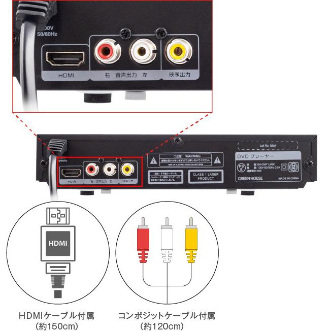 DVDプレーヤー USBメモリー対応 HDMI対応 HDMIケーブル付き グリーンハウス GH-DVP1J-BK/5706 /送料無料｜saponintaiga｜05