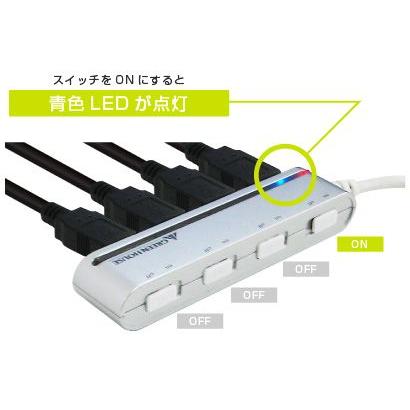 グリーンハウス USBハブ 4ポート電源ON/OFFスイッチ付 GH-UH204SBKｘ１本｜saponintaiga｜03