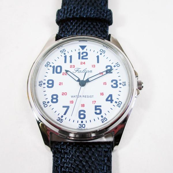 シチズン ファルコン 腕時計 日本製ムーブメント ナイロン/革ベルト ネイビー/白 QB38-314 メンズ 紳士/送料無料｜saponintaiga
