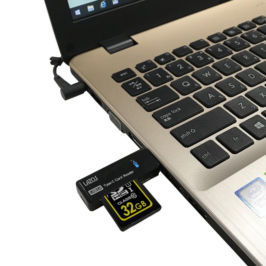 カードリーダー  （USB3.0 /スマホ・タブレット対応） USBタイプC SD&マイクロSD（SD/ SDHC/ SDXC）L-TCRS-3.0/3676 Lazosｘ１個/送料無料｜saponintaiga｜09